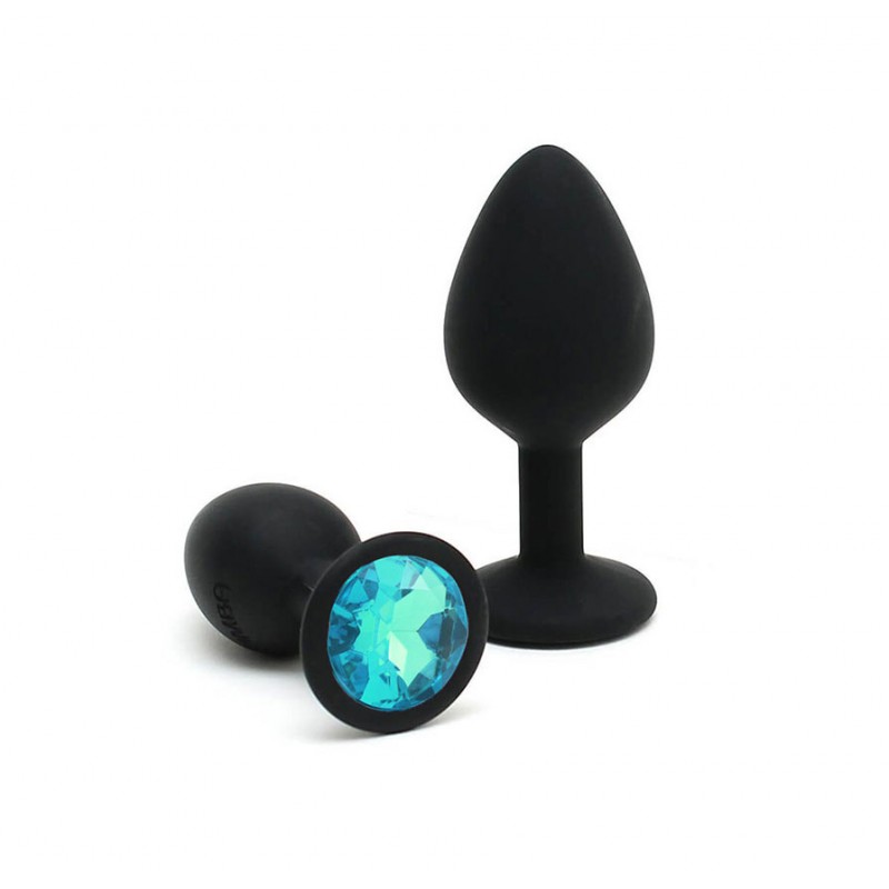 Adora Black Jewel Silicone Butt Plug - Light Blue - Small